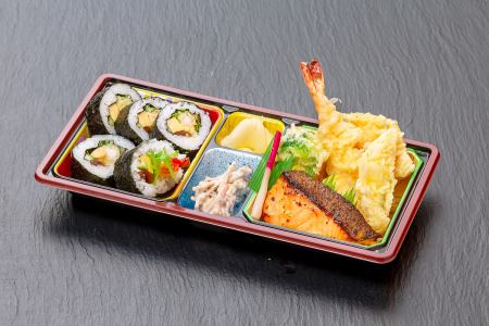 Shrimp tempura roll and tempura bento