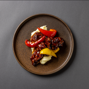 Balsamic and black vinegar sweet and sour pork