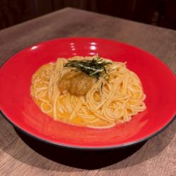 半田麺のうにカルボナーラ