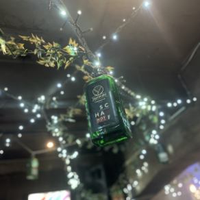 Ceiling decorated with bottles