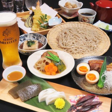 [Recommended for banquets! Kohnokura course] 9 dishes including our signature zaru soba, tempura platter, and grilled dishes for 3,000 yen