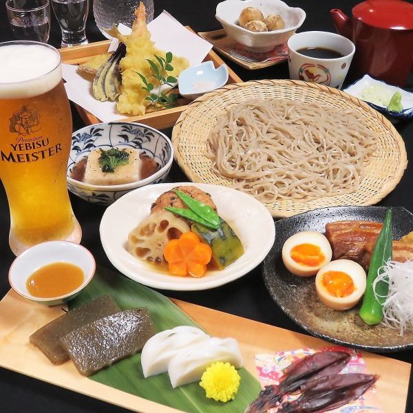 [Recommended for banquets! Sachinokura course] 9 dishes such as zaru soba, tempura assortment, and grilled dishes 3,000 yen