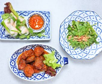 Dinnertime Asian hors d'oeuvres 3-item set