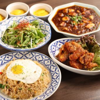 에스닉과 중화의 인기 요리 전 5품 120분 음방 첨부 4,000엔(부가세 포함)☆믹스 코스