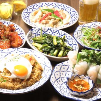 享受東南亞★全7道菜，120分鐘無限暢飲4,000日圓（含稅）♪民族套餐