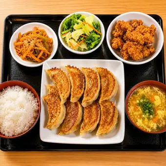 【ランチ】餃子定食のご予約★ソフトドリンク1杯無料！