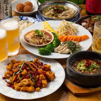 本格四川の香草薫る餃子麻辣酒場特選コース★【2時間飲み放題付き】5500円(税込)