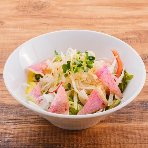 Japanese style salad with colorful radish