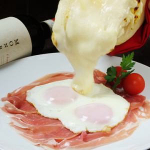 Heidi raclette cheese fried ham fried egg