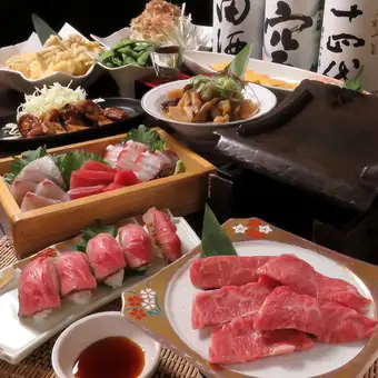★現金クーポンで500円割【飛騨牛極コース】飛騨牛サーロイン瓦焼き等10品2h飲放付