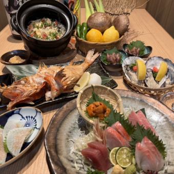【お料理のみ】最高級キンキと金目鯛と鮑の土鍋ご飯コース〈全9品〉8,000円(税込)