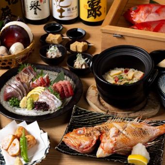 【お料理のみ】最高級キンキと金目鯛と鮑の土鍋ご飯コース〈全9品〉8,000円(税込)