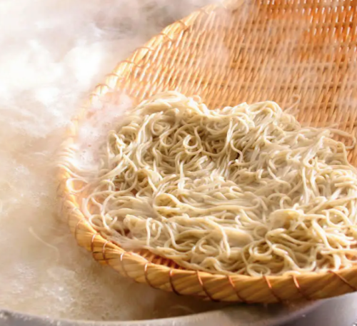 Uses buckwheat flour milled with a stone mill