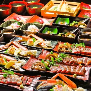 仙台牛ステーキとずわい蟹を堪能する【ステーキコース】飲み放題付き 8000円(税込)