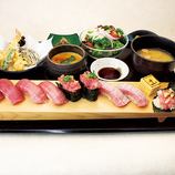 生本まぐろ鮨握り8貫御膳 3608円 生本鮪鮨8貫 天婦羅・茶碗蒸し・サラダ・小鉢・味噌汁甘味