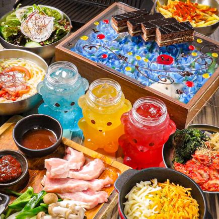"Summer Limited Photogenic Course 3000 yen ☆ All-you-can-drink included" Cheese Samgyeopsal ★ Chumakuma Drink & Photogenic Plate