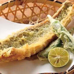 Atka mackerel tempura with miso sauce
