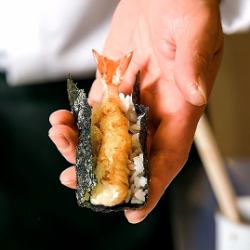 Shrimp tempura rice ball