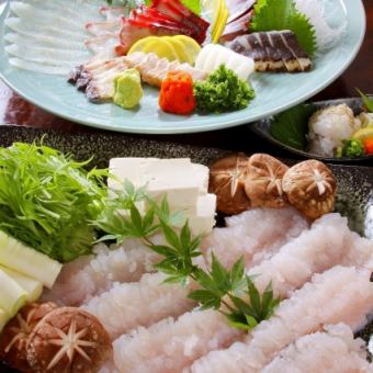 【はもしゃぶコース】鱧しゃぶ・刺身盛り合わせ・土瓶蒸しなどが楽しめる鱧尽くしのプラン
