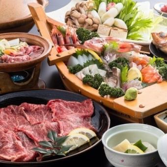 「프리미엄 코스」A5 와규와 호화 스키야키 냄비 플랜! 3시간 음료 무제한 【10품 10000엔】