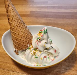 Soft serve ice cream (cone may change)
