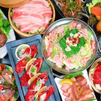 【仅限周一至周四】（无限吃喝）长崎鲜鱼生鱼片拼盘!!主菜是长崎和牛&吉寿猪肉