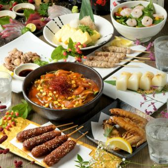 180 minutes all-you-can-drink [Nagoya Meal Course] ★ Three kinds of sashimi, chicken wings, chicken skewers, charcoal-grilled Oku-Mikawa chicken, pasta, etc.