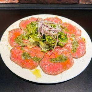 Homemade beef tongue carpaccio