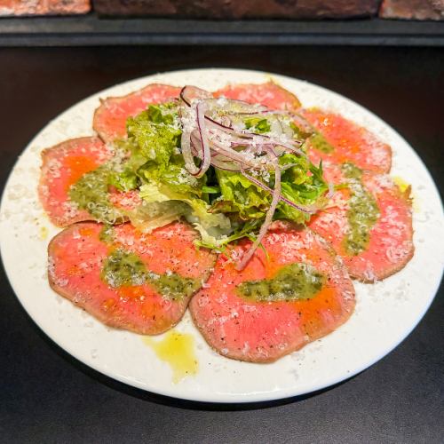 Homemade beef tongue carpaccio