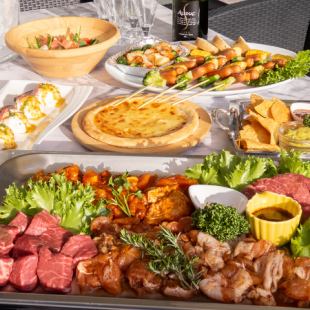 【ビアガーデン】バーベキュー＋飲み放題付コース 6600円（税込）