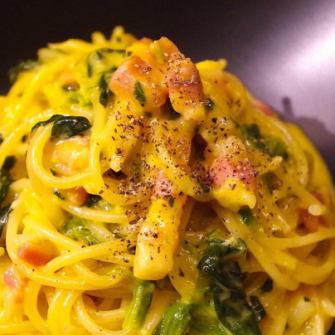 There is delicious carbonara in Kitasenju.