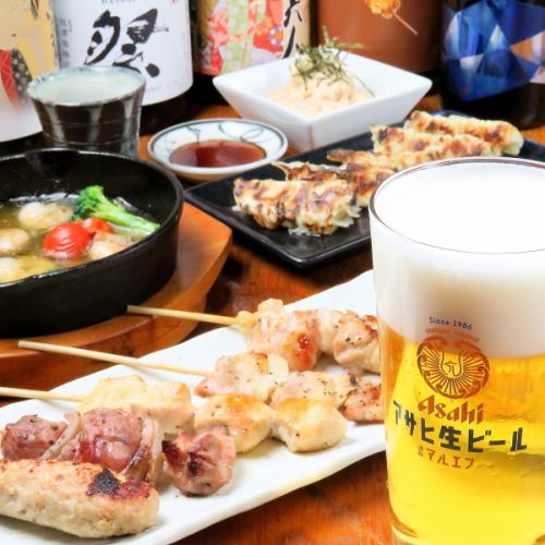 [Yakitori and beer]
