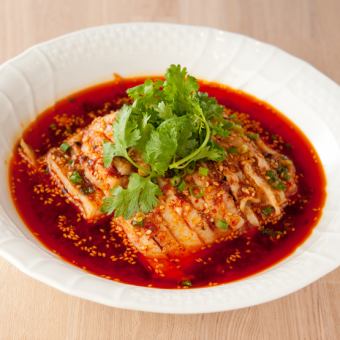 Steamed chicken with Sichuan sauce