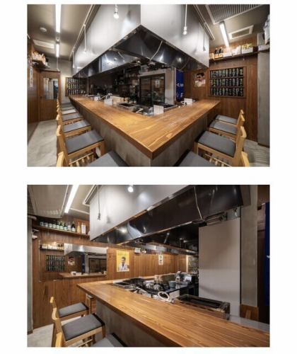 一邊在吧台座位與工作人員互動一邊享用美食☆