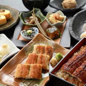 Kaiseki Nogiku (A plan perfect for entertaining or business dinners, including white-grilled eel, eel tempura, and unaju)