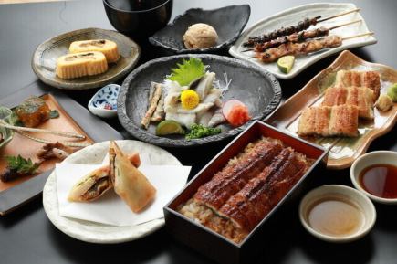 [90-minute all-you-can-drink included] Kaiseki Daikiku (perfect for a dinner party with boiled eel, unagi (white-grilled eel), and unaju)