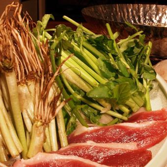 名物!飲み放題付き 仙台セリと鴨のしゃぶしゃぶコース