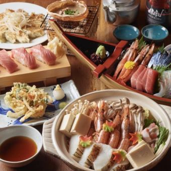 《Luxurious Seafood★Mt. Fuji Course》All-you-can-drink for 5,000 yen◇Assortment of 5 sashimi dishes◇Boiled cod◎Perfect for welcoming and farewell parties!