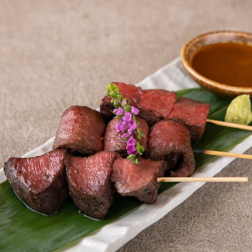 Roasted Marbled Wagyu Beef Skewers ~With Sea Urchin Sauce and Wasabi~