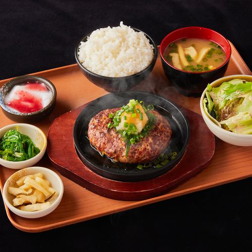 Hamburg steak with grated daikon radish and ponzu sauce set meal