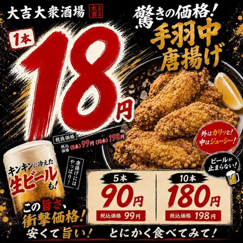 【コスパ最強】手羽中唐揚げがなんと1本18円!!
