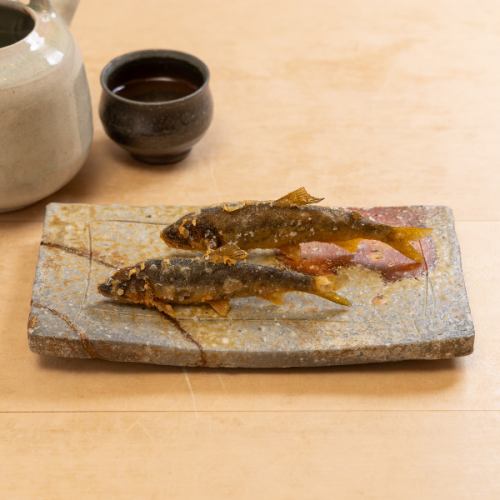 真瀬川で釣ったあゆの天ぷら