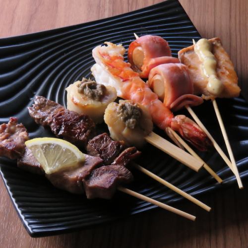 鉄板で食べる逸品串料理
