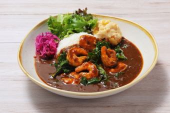 グリルシュリンプとケールのカレー