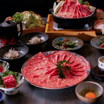 全9品『最上すき焼きコース』  宮崎県産黒毛和牛特上サーロイン＆ザブトン 19,500円