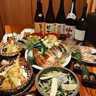 【適合各種宴會】附2小時無限暢飲!備有多種人氣海鮮料理的套餐★6,000日元～