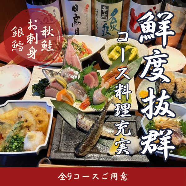 【幹事様必見】豪快鮮魚と旬料理など2時間飲み放題付き宴会コース！10名以上で無料クーポンも！