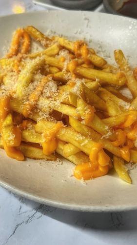 French fries Cajun spice or cheese sauce