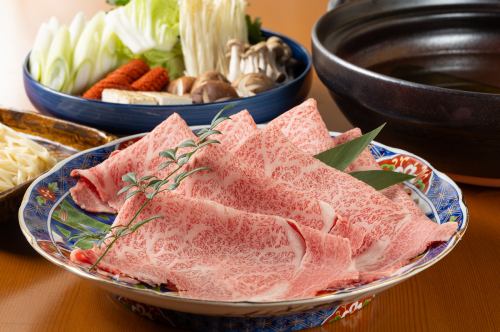 【A5等级近江牛】享受瘦肉与大理石花纹的绝妙平衡“上里脊肉150g涮锅套餐”