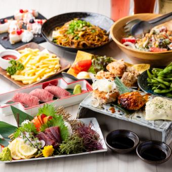 2,5時間飲み放題付【夏季限定コース】だるまの特製タレつくね/肉寿司/お造り3種 全9品　3,980円
